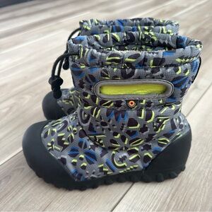 Bogs B-Moc Snow Adventure Kids Youth 1 Waterproof Insulated Winter Boots Gray